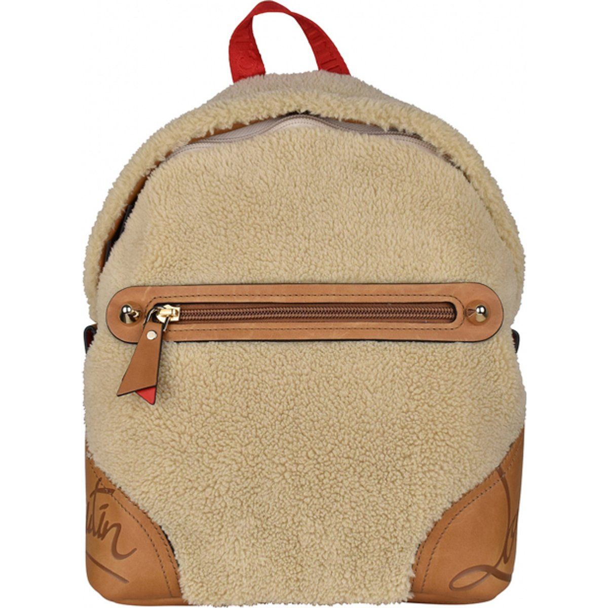 Rucksack aus Shearling und Leder