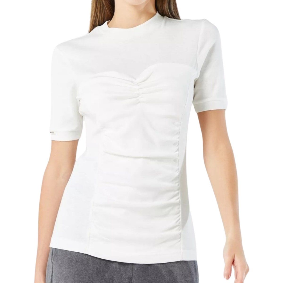 T-Shirt mit Raffung vorne
