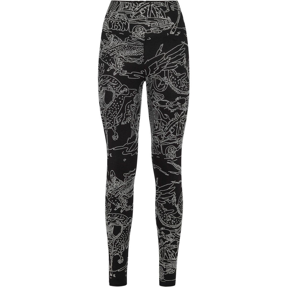 Leggings mit Strass-Skelett-Tattoo-Muster