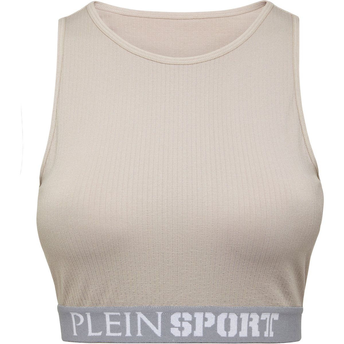 Geripptes Crop-Top mit Logo-Gummibund