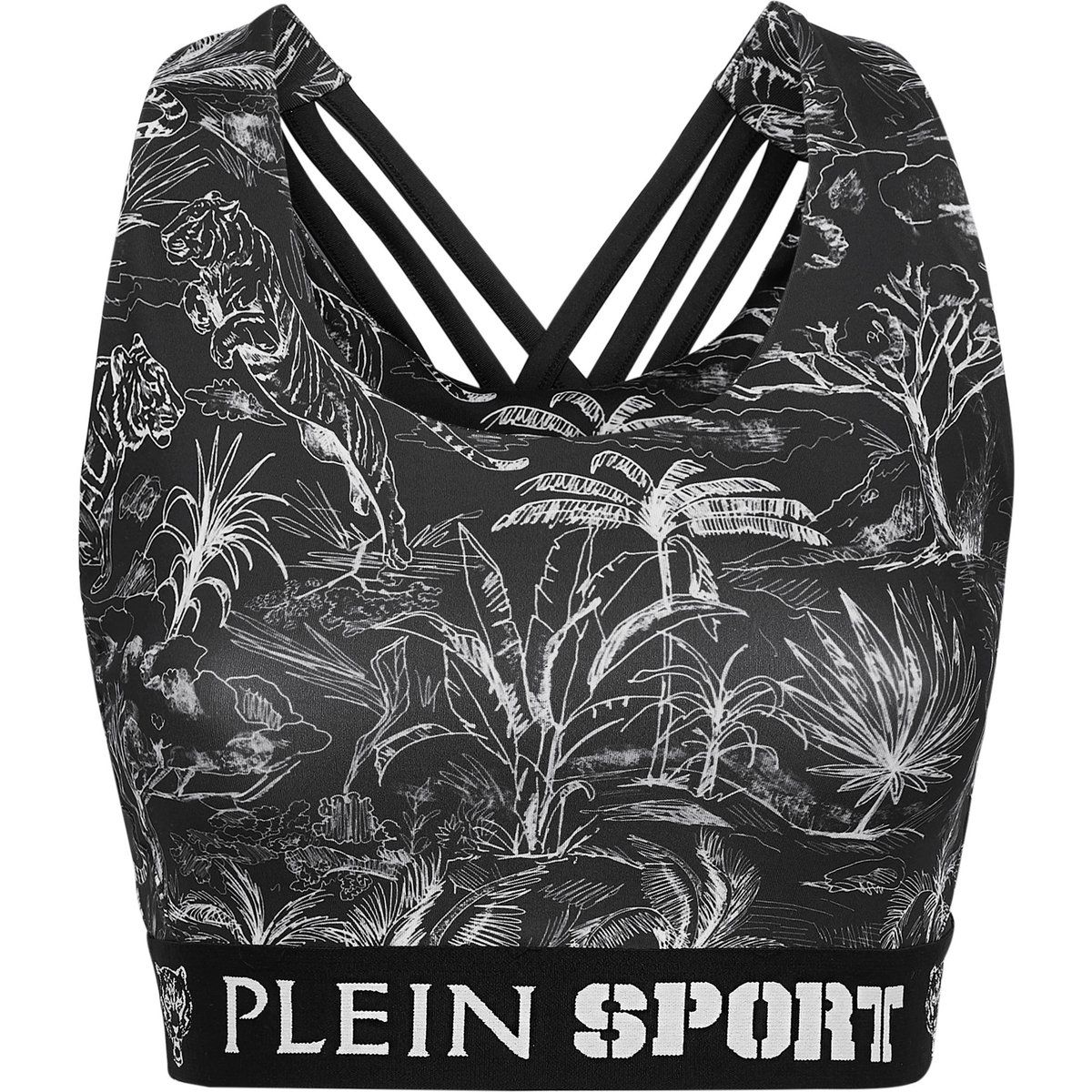 Sport-BH mit Tiger-Print und Kreuzträgern