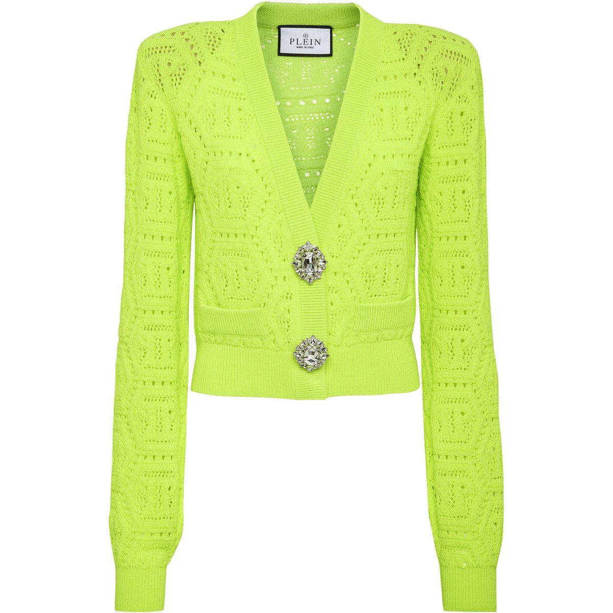 Cardigan mit Monogram-Lochmuster und Schmuckknöpfen
