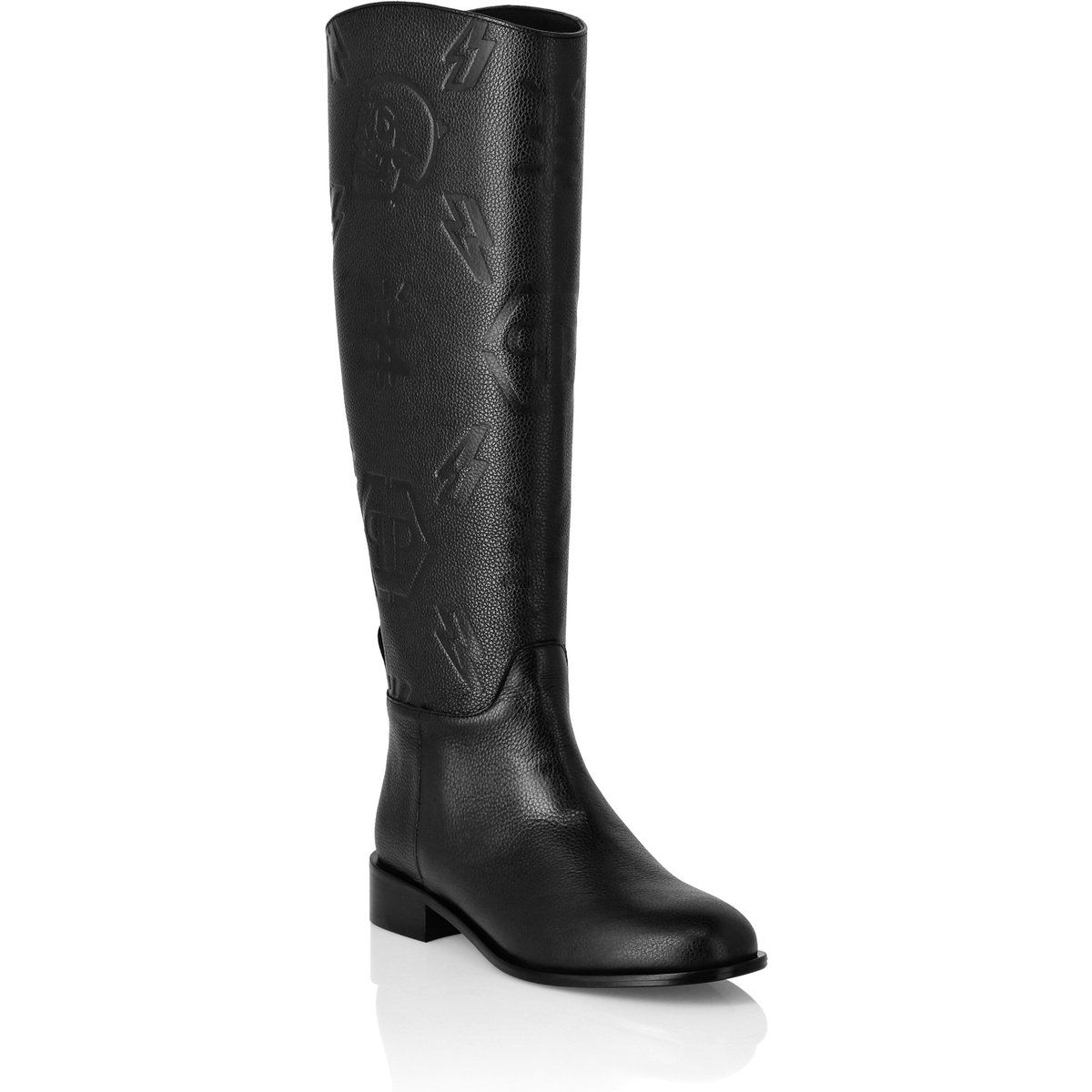 Lederstiefel mit Monogramm-Prägung