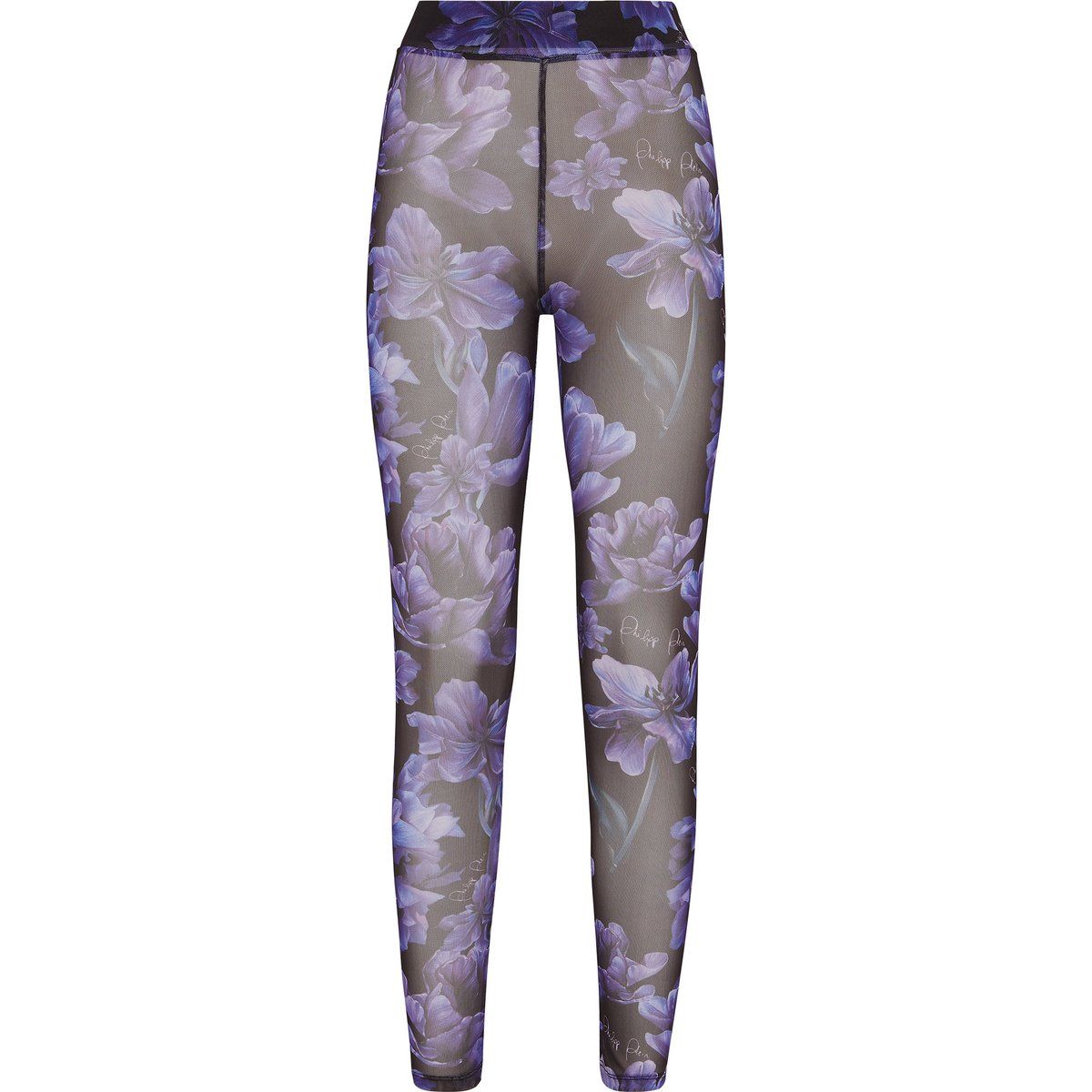 Transparente Mesh-Leggings mit Blumenmuster