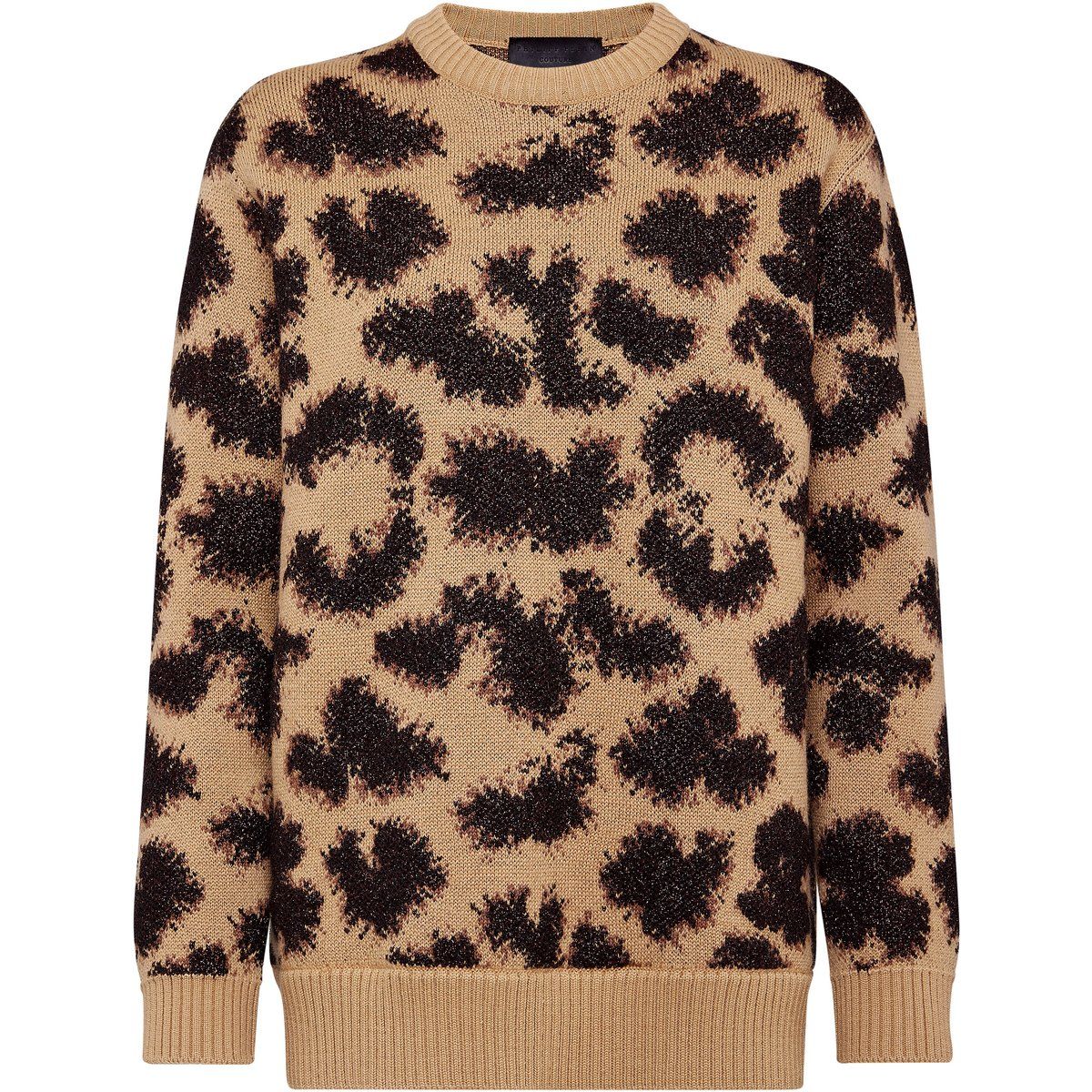 Oversized-Wollpullover mit Leopardenmuster