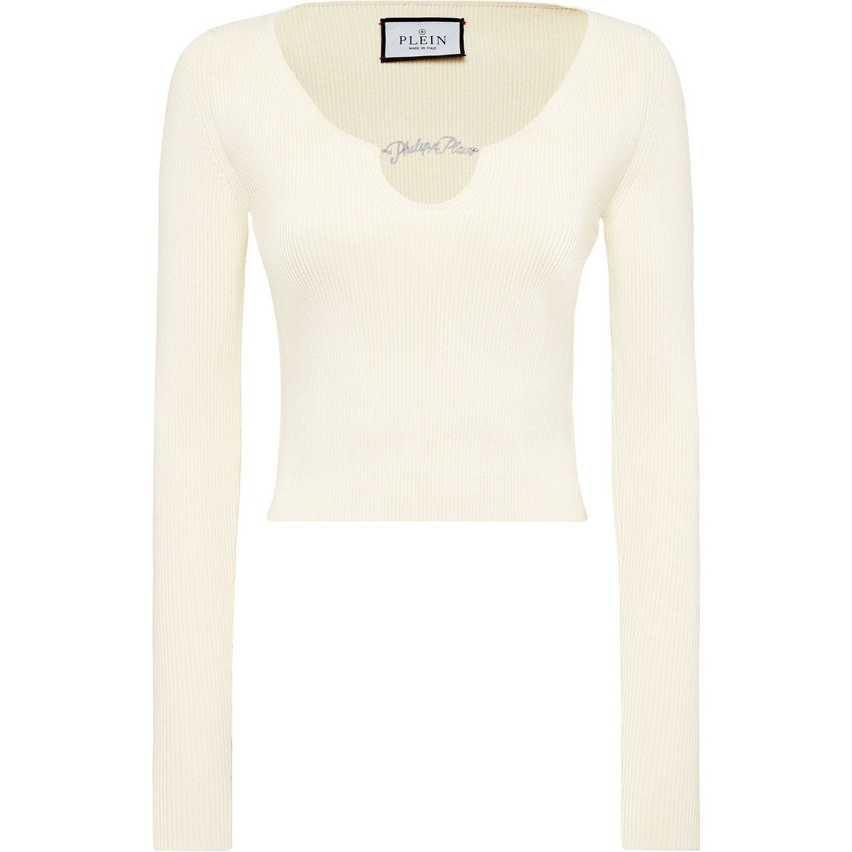 Geripptes kurzes Langarmshirt