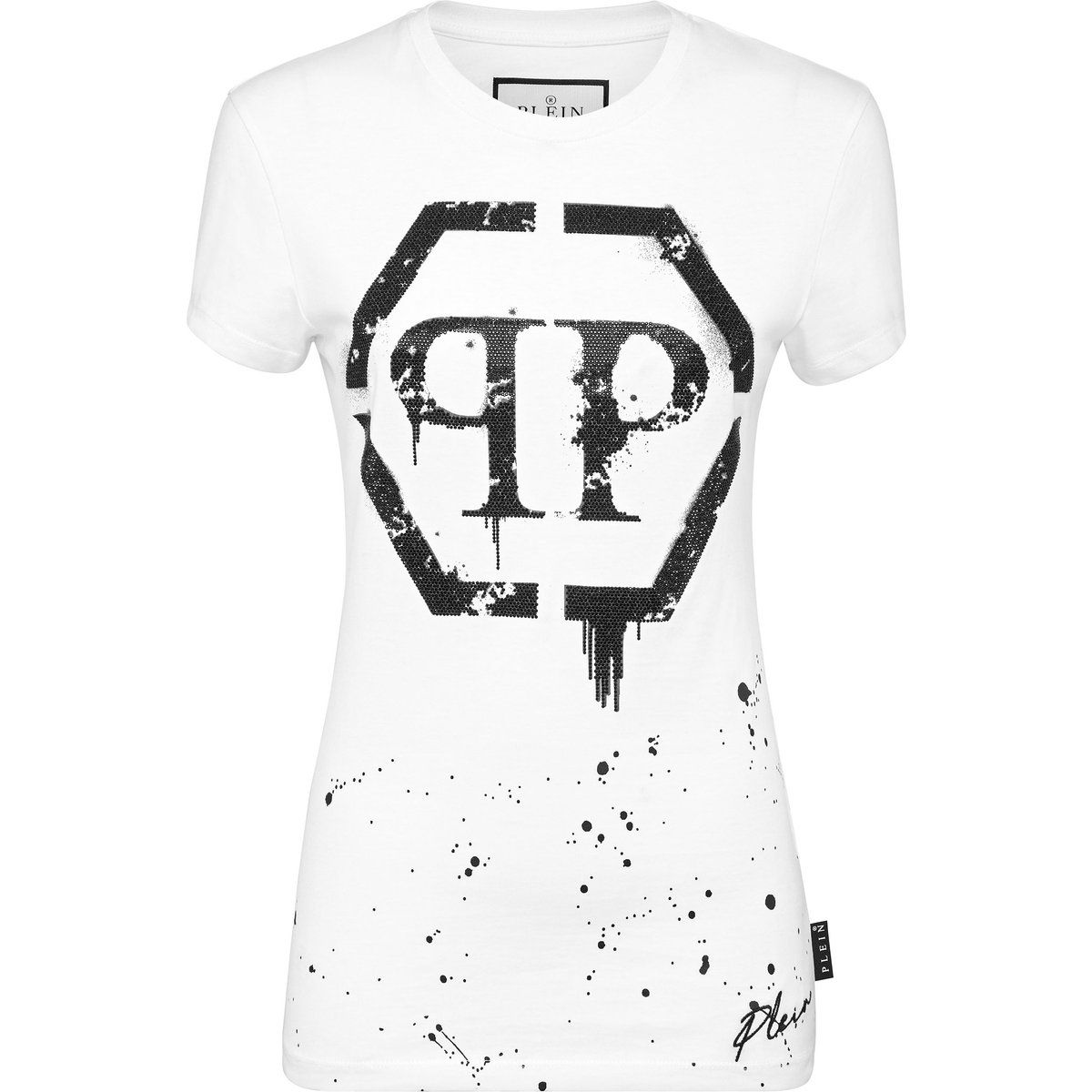 T-Shirt mit Sechseck-Logo und Strass
