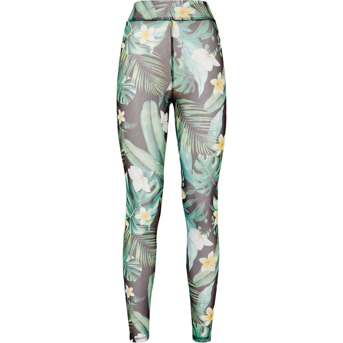 Tropische Leggings aus Stretch-Tüll