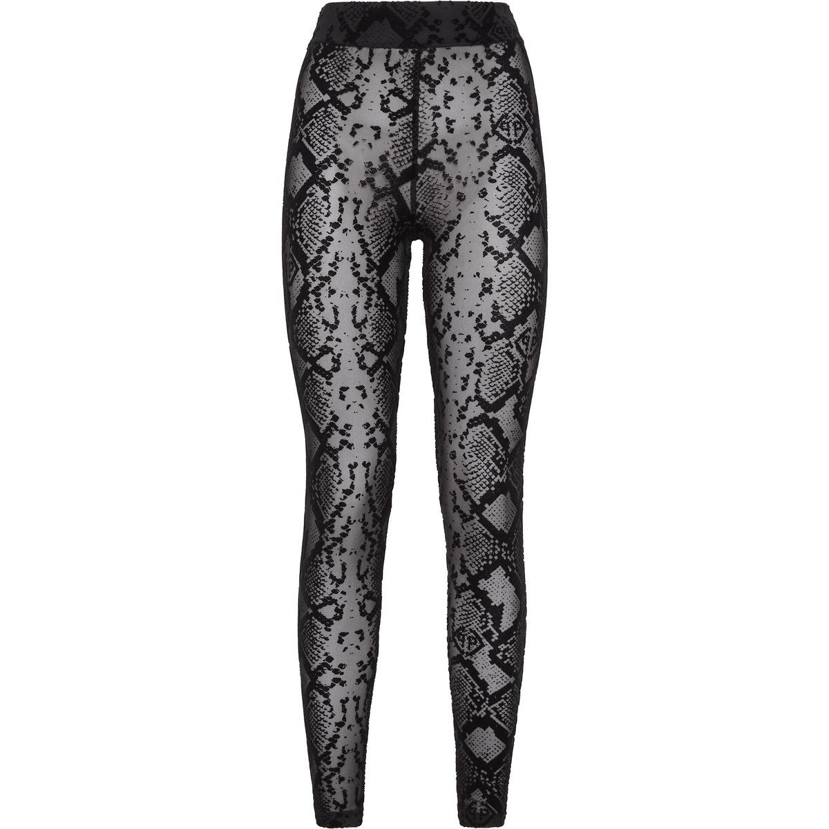 Transparente Leggings mit Python-Flockprint