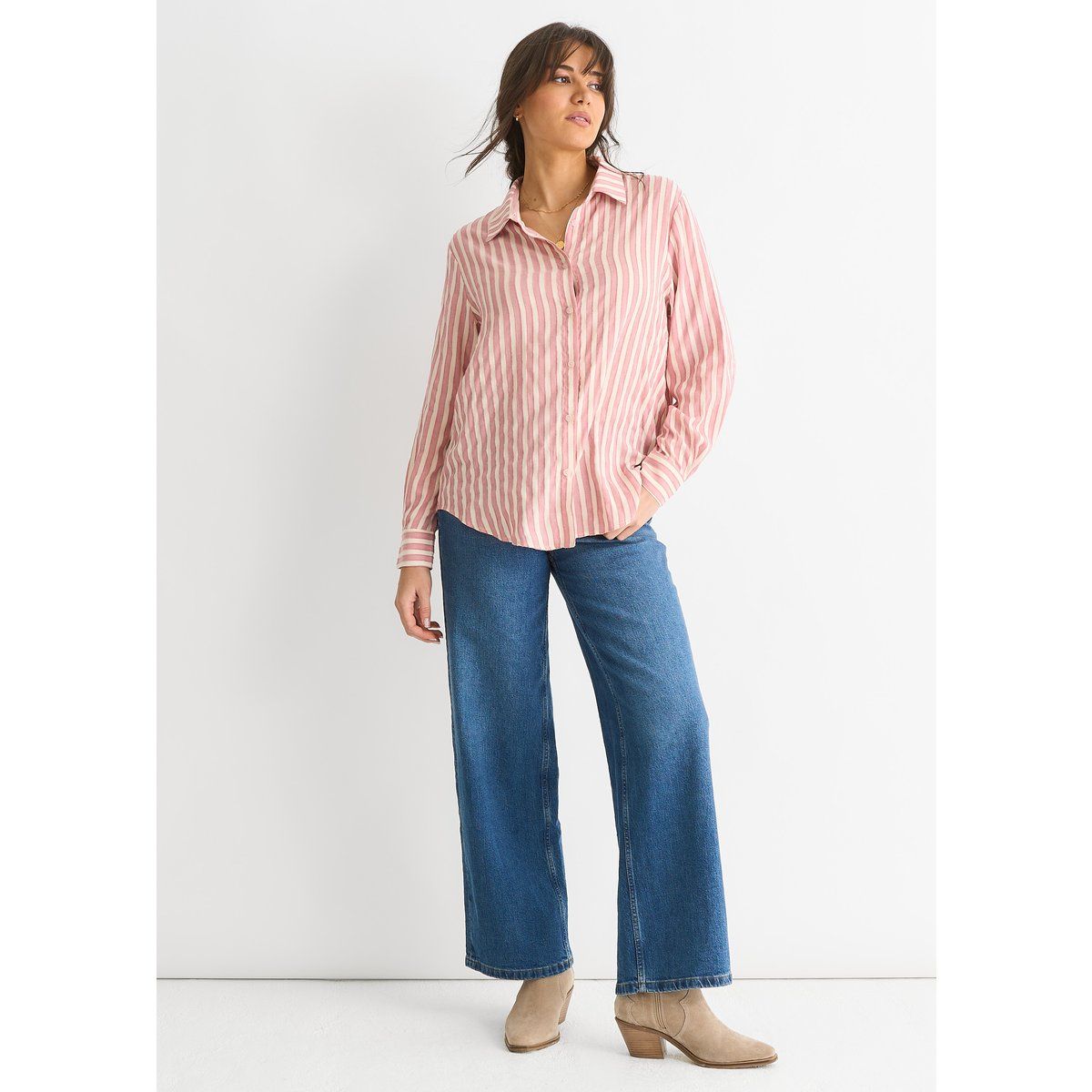 Gestreiftes Oversize-Hemd aus Viskose