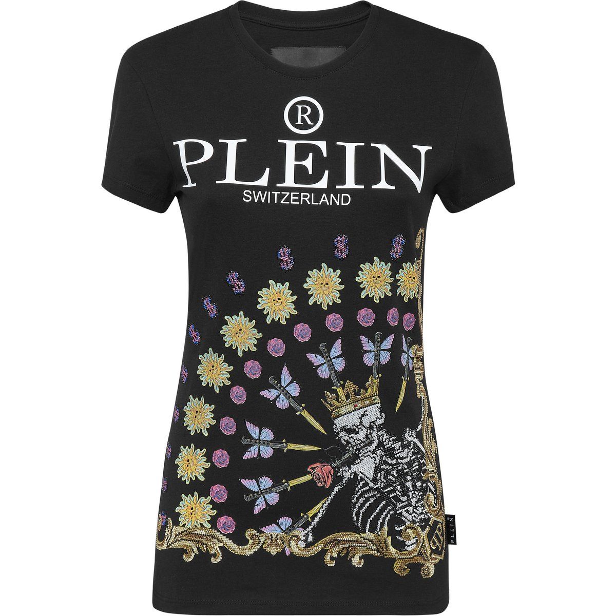 Verziertes T-Shirt mit Totenkopf-Grafik