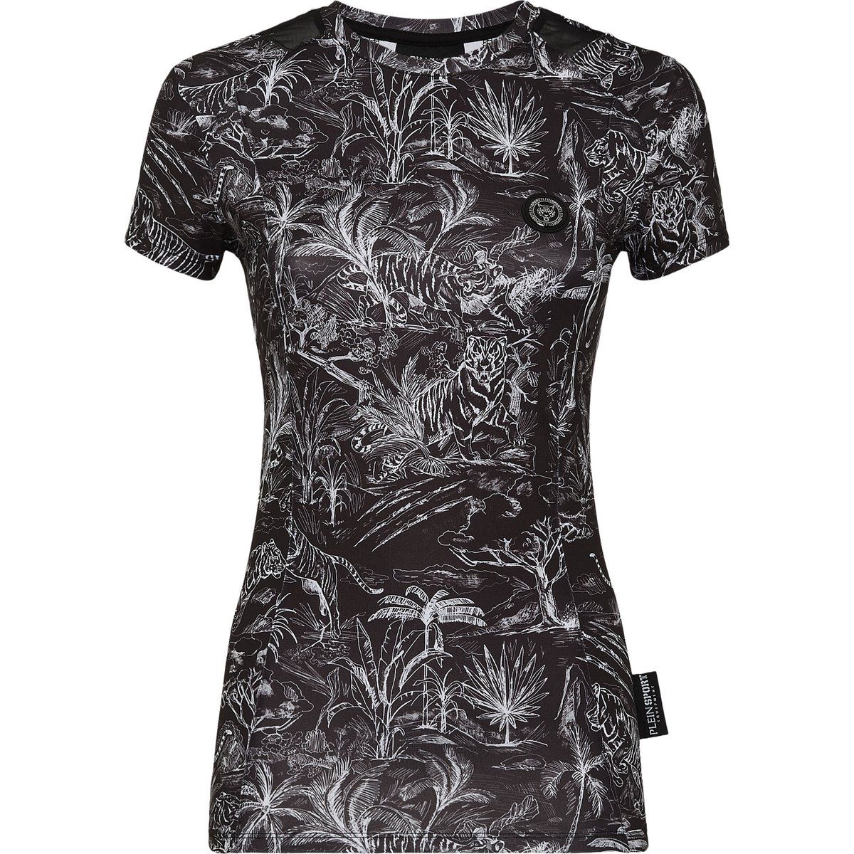 Sportshirt mit schwarz-weißem Dschungel-Print