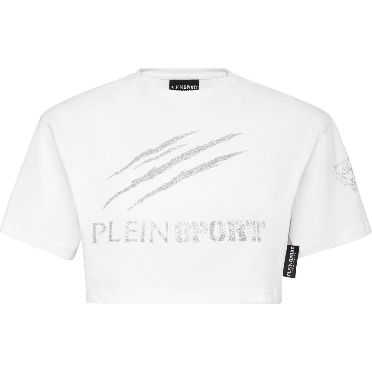 Crop-Top mit glitzerndem Tigerkratzer-Print