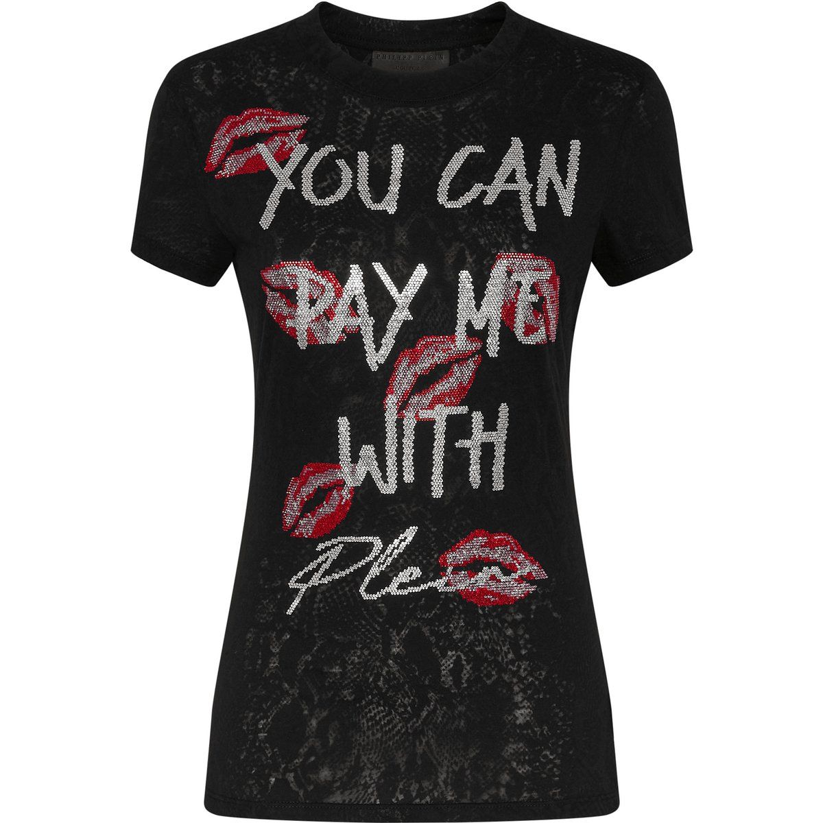 Verziertes Jersey-T-Shirt mit Slogan
