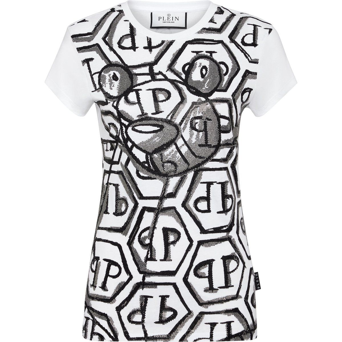 T-Shirt mit Strass-Teddy-Print