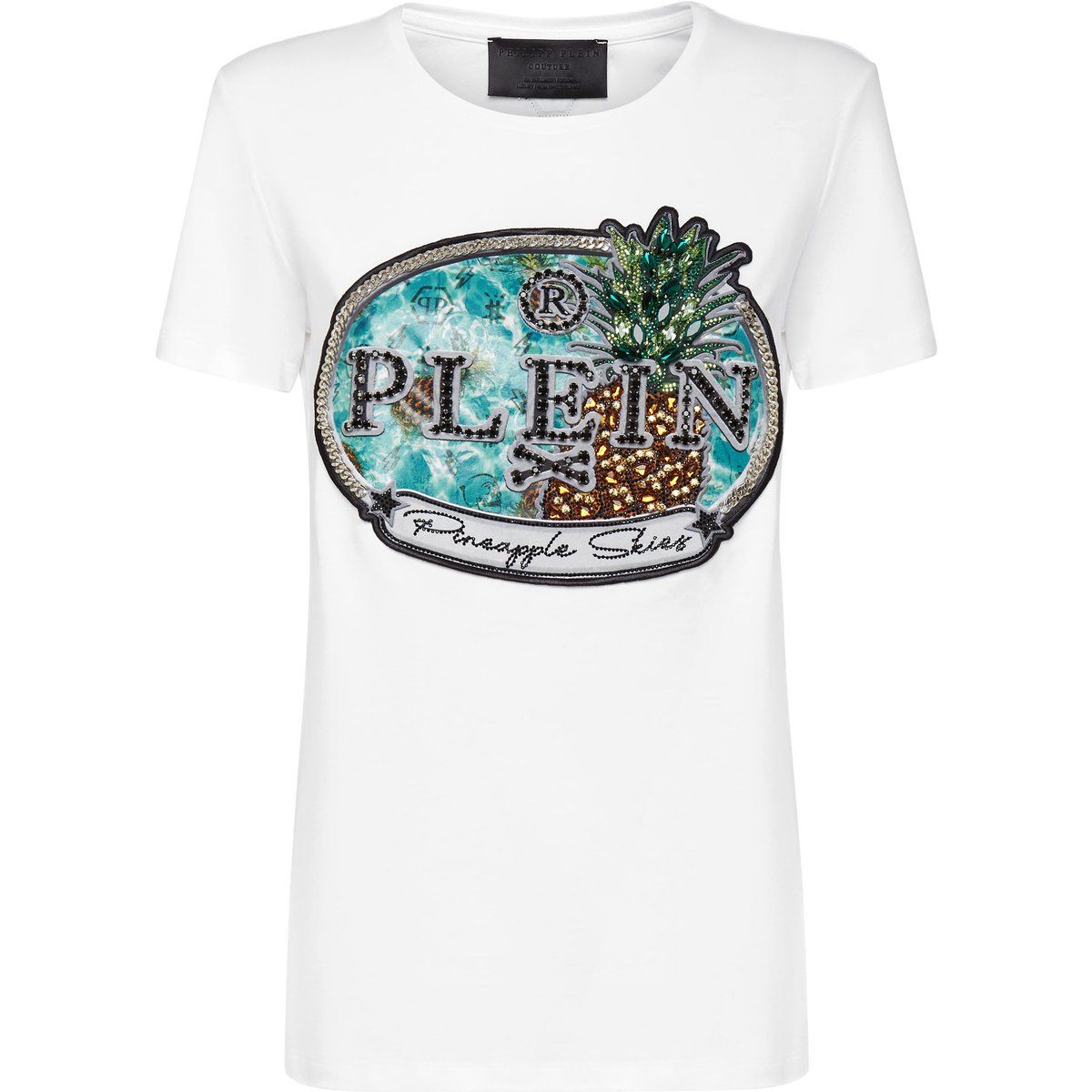 T-Shirt mit verziertem Ananas-Patch