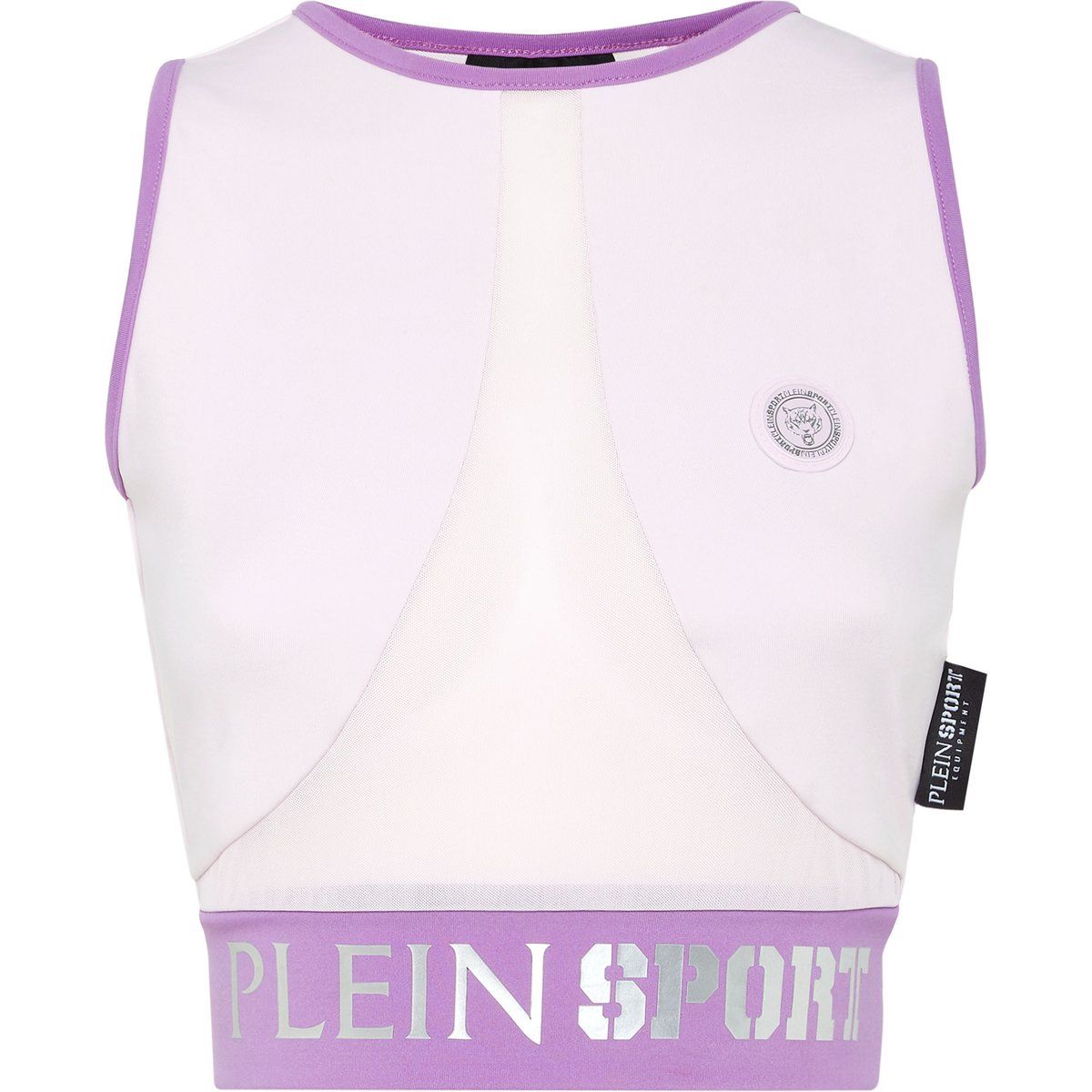 Crop-Top mit Mesh-Einsatz und Logo