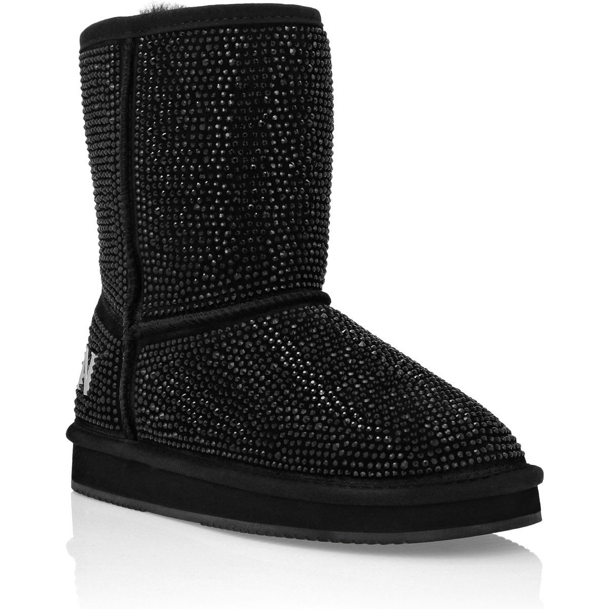 Funkelnde Wildlederstiefel mit Strassbesatz