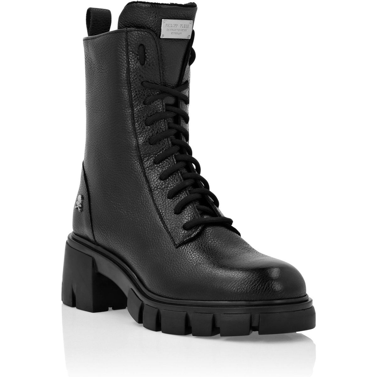 Grobe Kommando-Stiefel aus genarbtem Leder