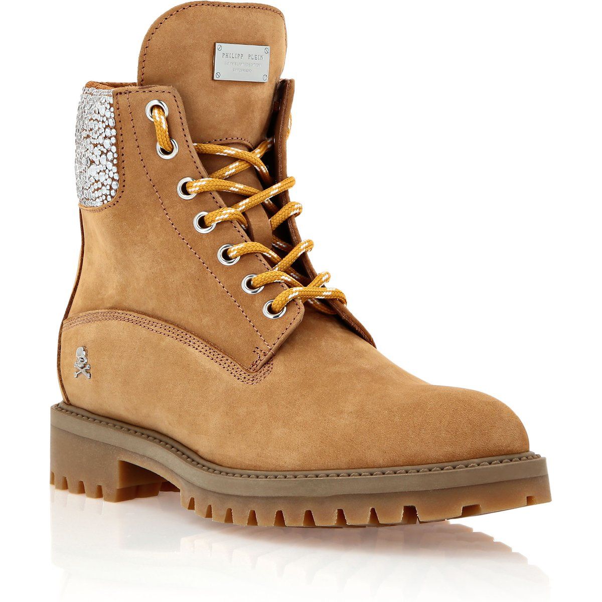 Wanderstiefel aus Nubuk mit Schmucksteinen