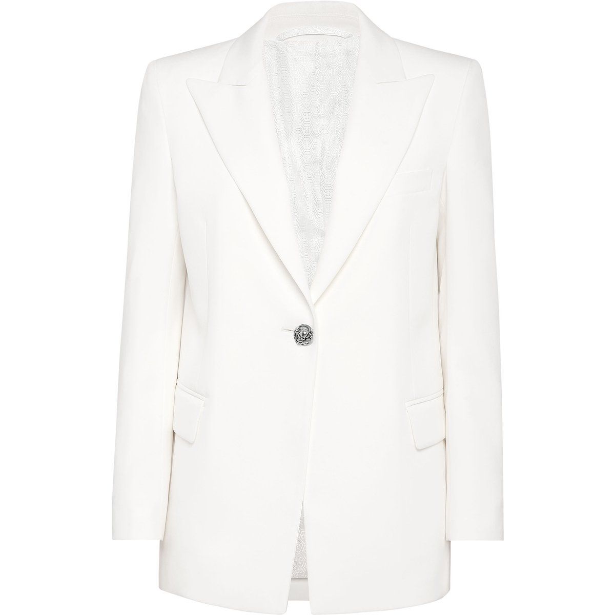 Einreihiger Blazer mit Totenkopf-Beschlag