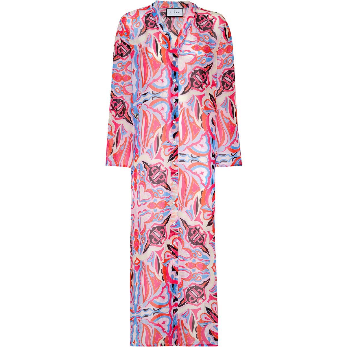 Bedruckter Seidenchiffon-Maxikaftan