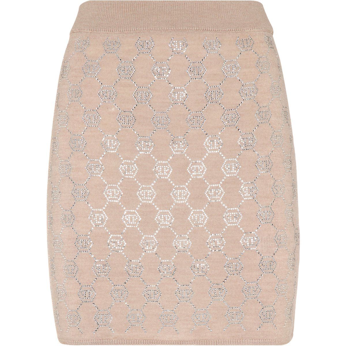 Strick-Minirock mit Kristall-Monogramm