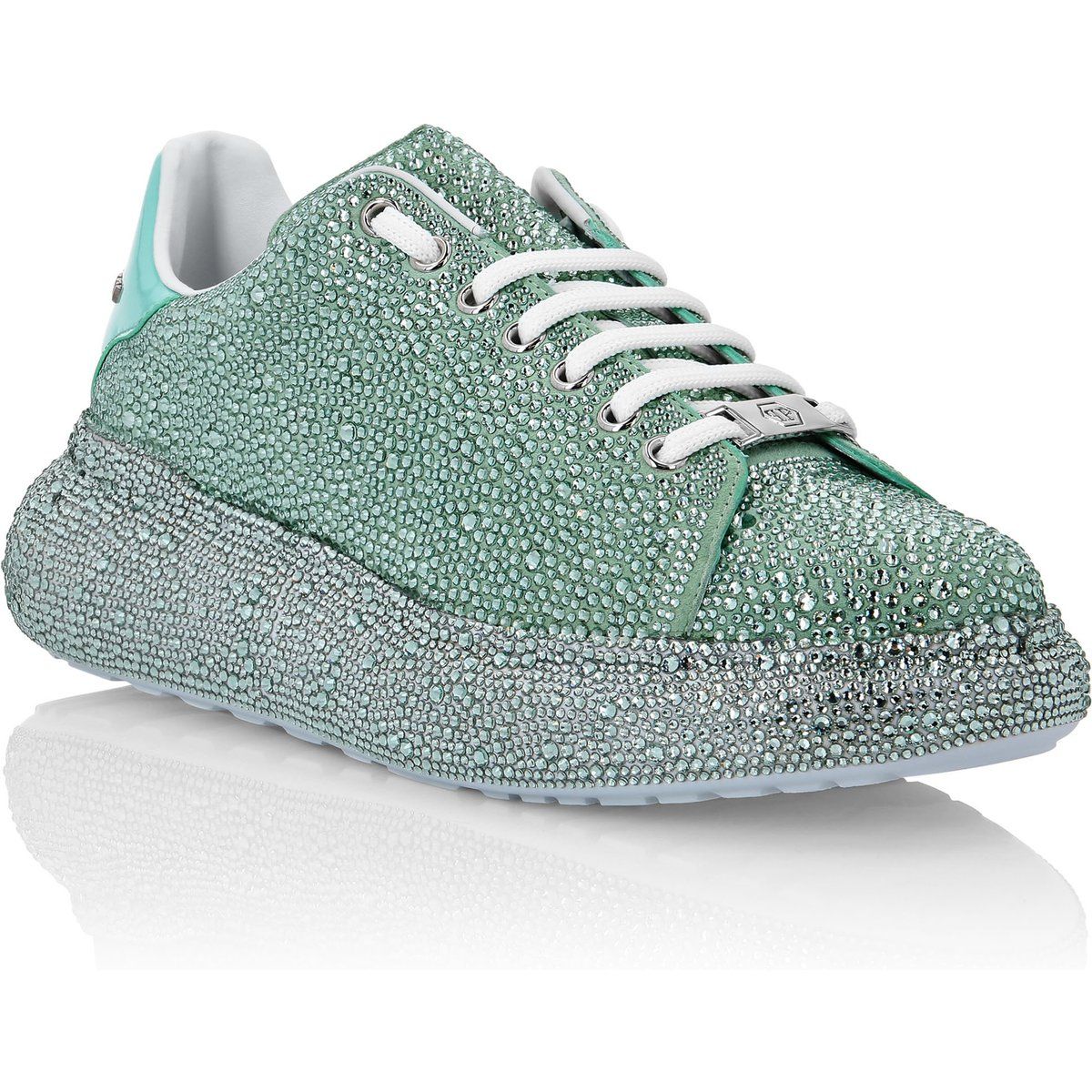 Plateau-Sneaker mit Kristallbesatz