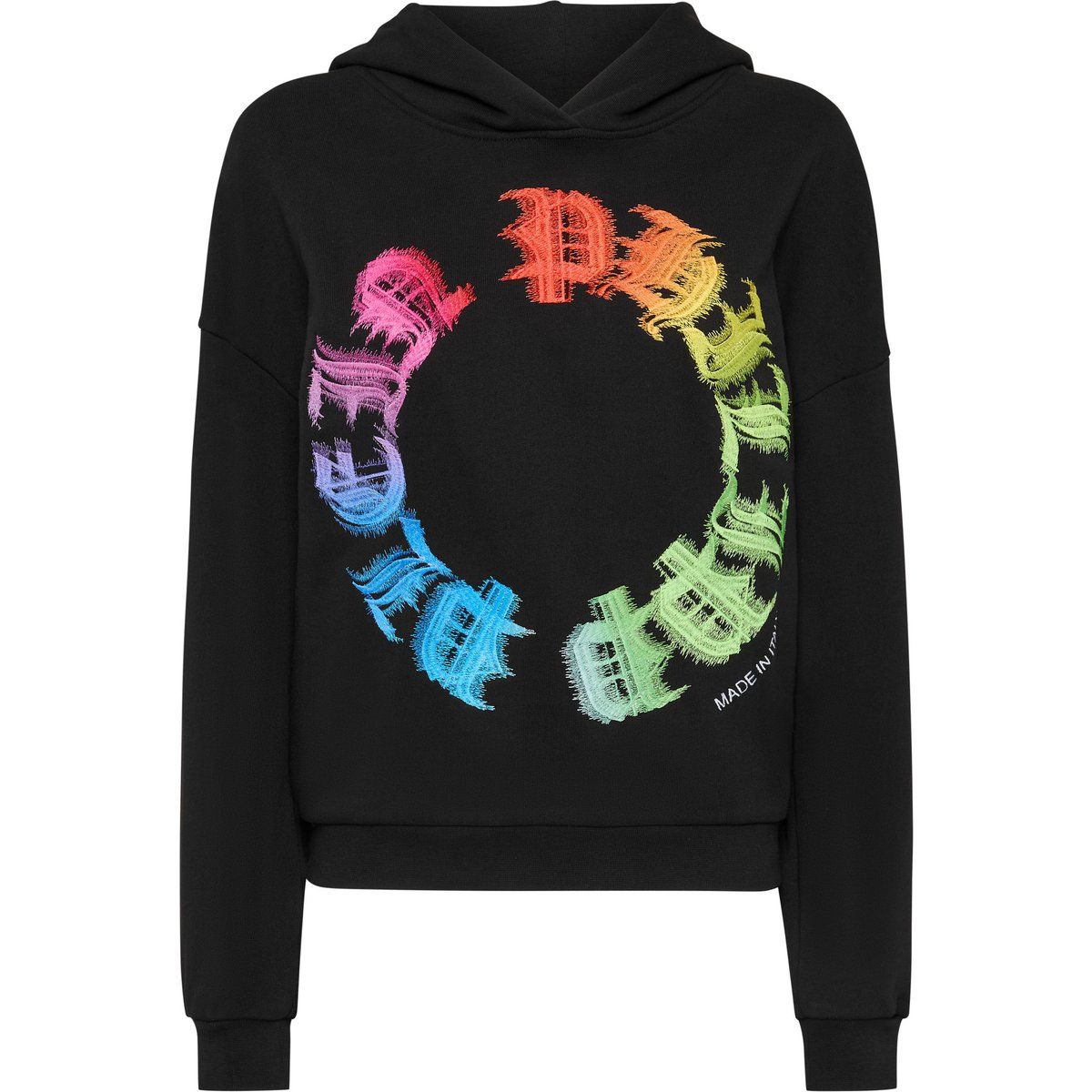 Hoodie mit Gothic-Kreisstickerei