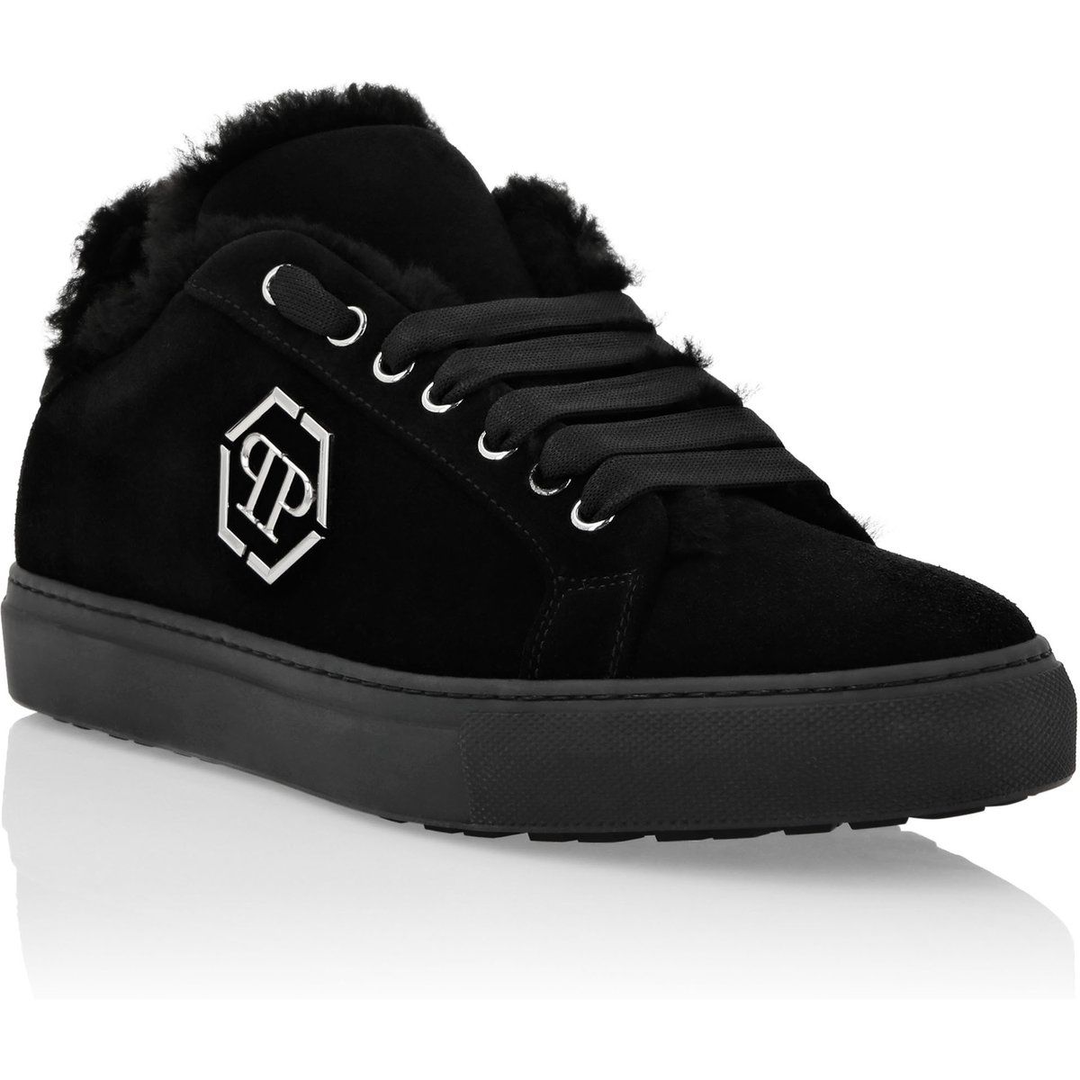 Lo-Top Sneaker mit Lammfell-Besatz