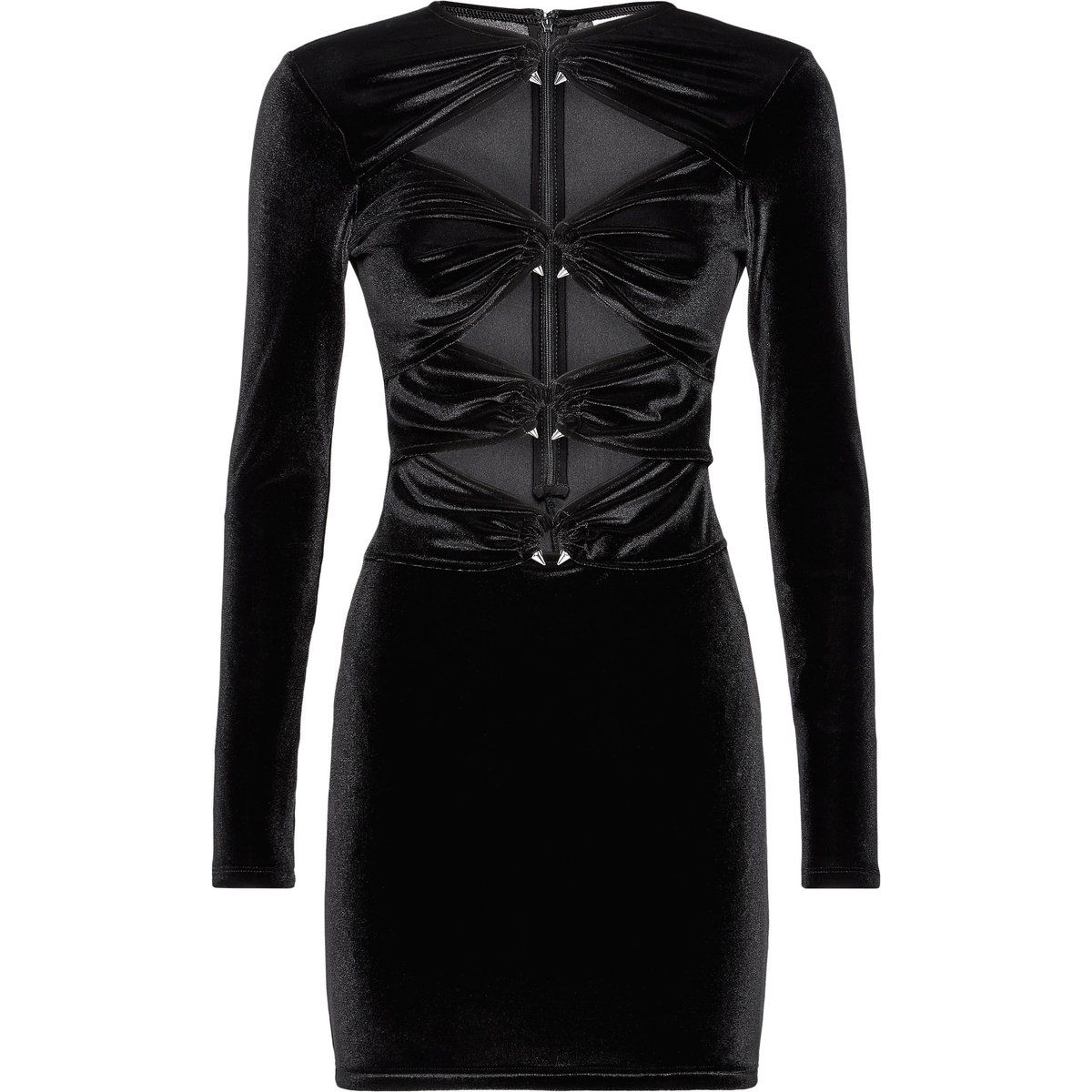 Samt-Minikleid mit Raffungen und Cut-outs