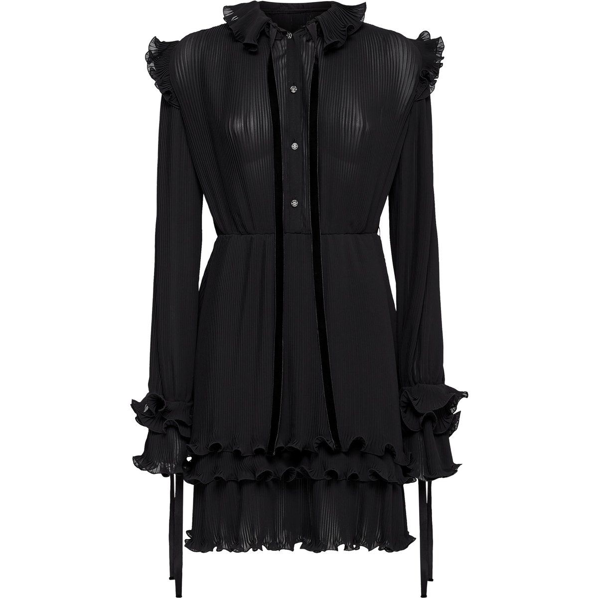 Plissee-Minikleid aus Crepon mit Volants