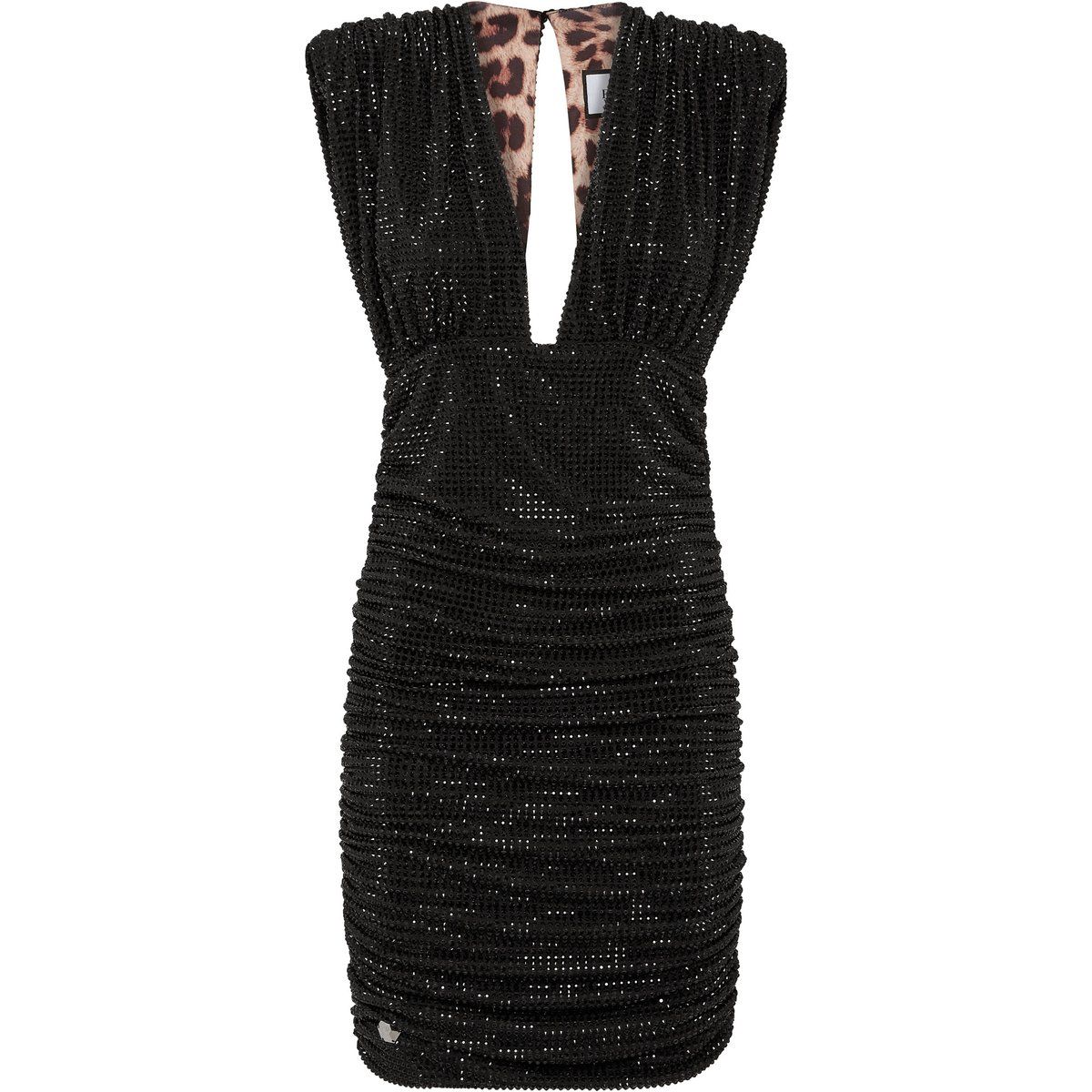 Drapiertes Minikleid mit Strassbesatz