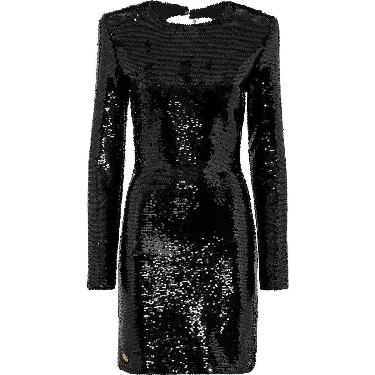 Strassbesetztes langärmeliges Minikleid
