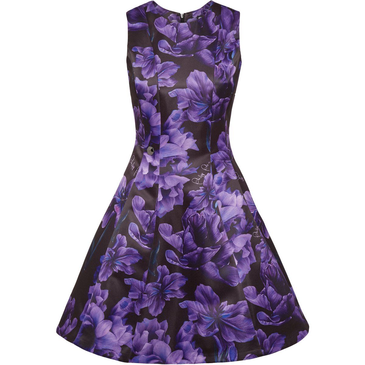Ärmelloses A-Linien-Cocktailkleid mit Blumenprint
