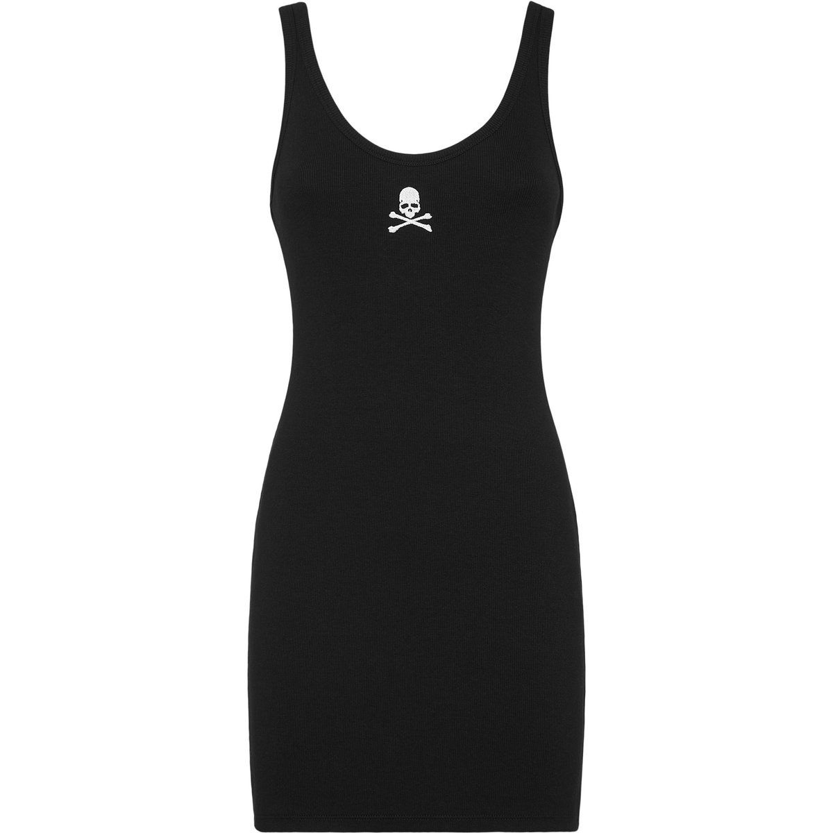 Geripptes Minikleid mit Totenkopf-Verzierung