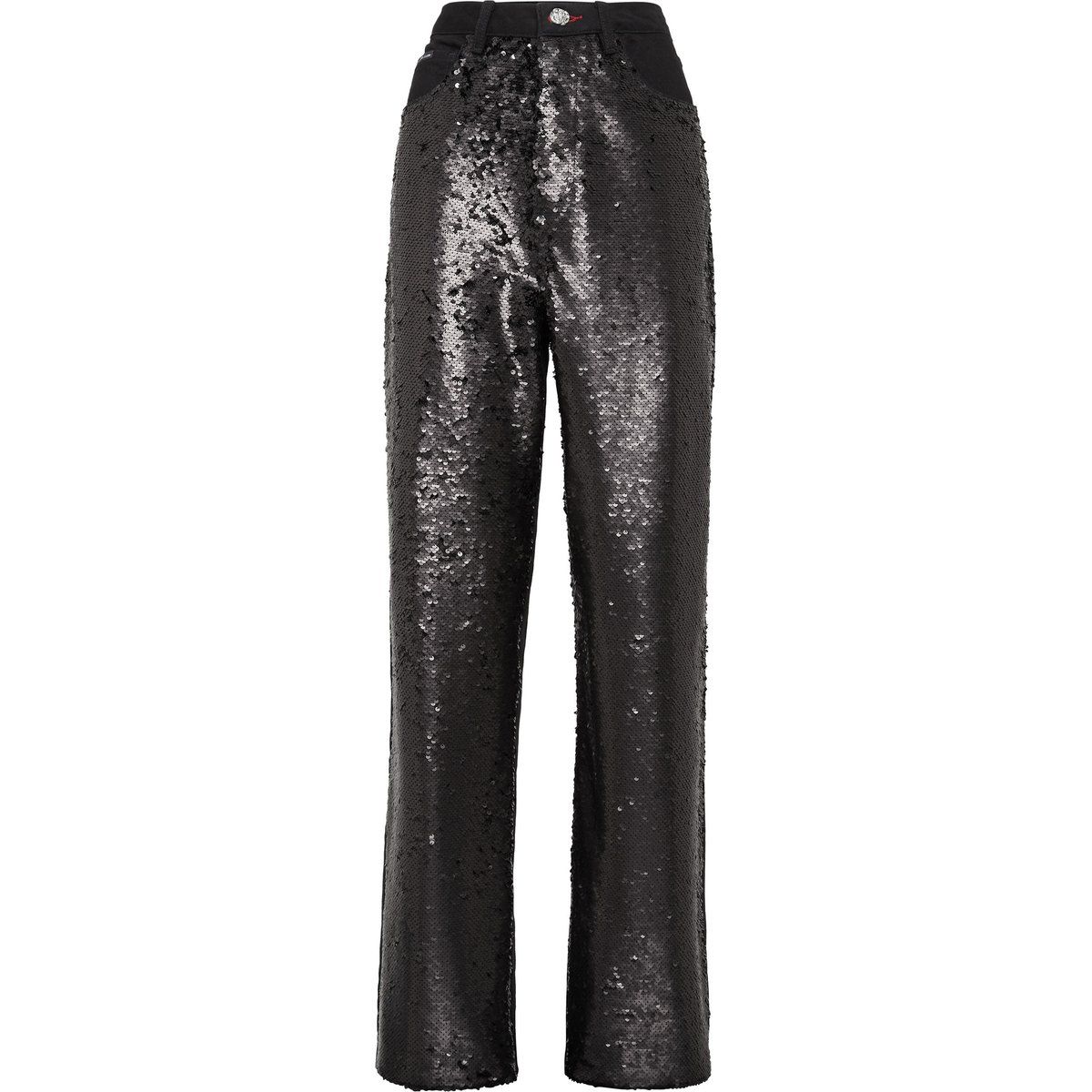 Weite Jeans mit Allover-Paillettenbesatz