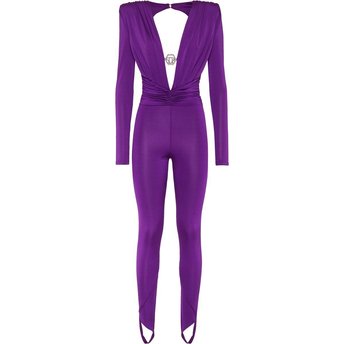 Jersey-Jumpsuit mit Ausschnitt und Steigbügeln