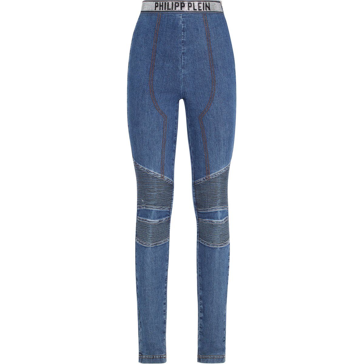 Biker-Jeggings mit Strass-Logobund