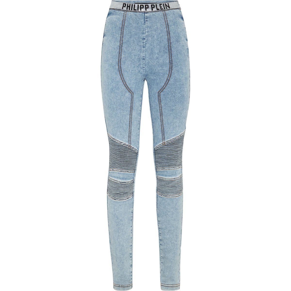 Moto-Jeggings mit Strass und hohem Bund