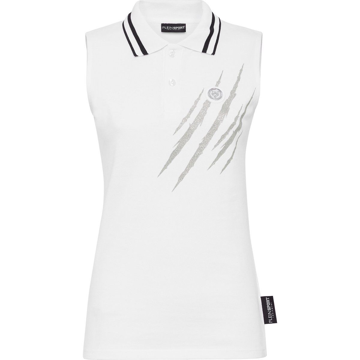 Ärmelloses Piqué-Poloshirt mit Glitzer-Print