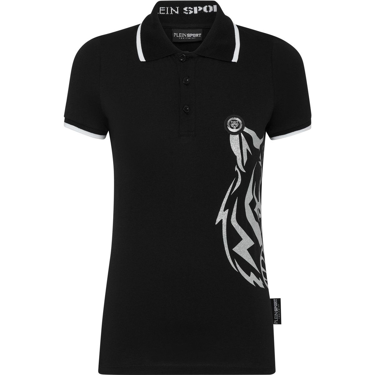 Polo-Shirt mit Glitzer-Tiger-Grafik