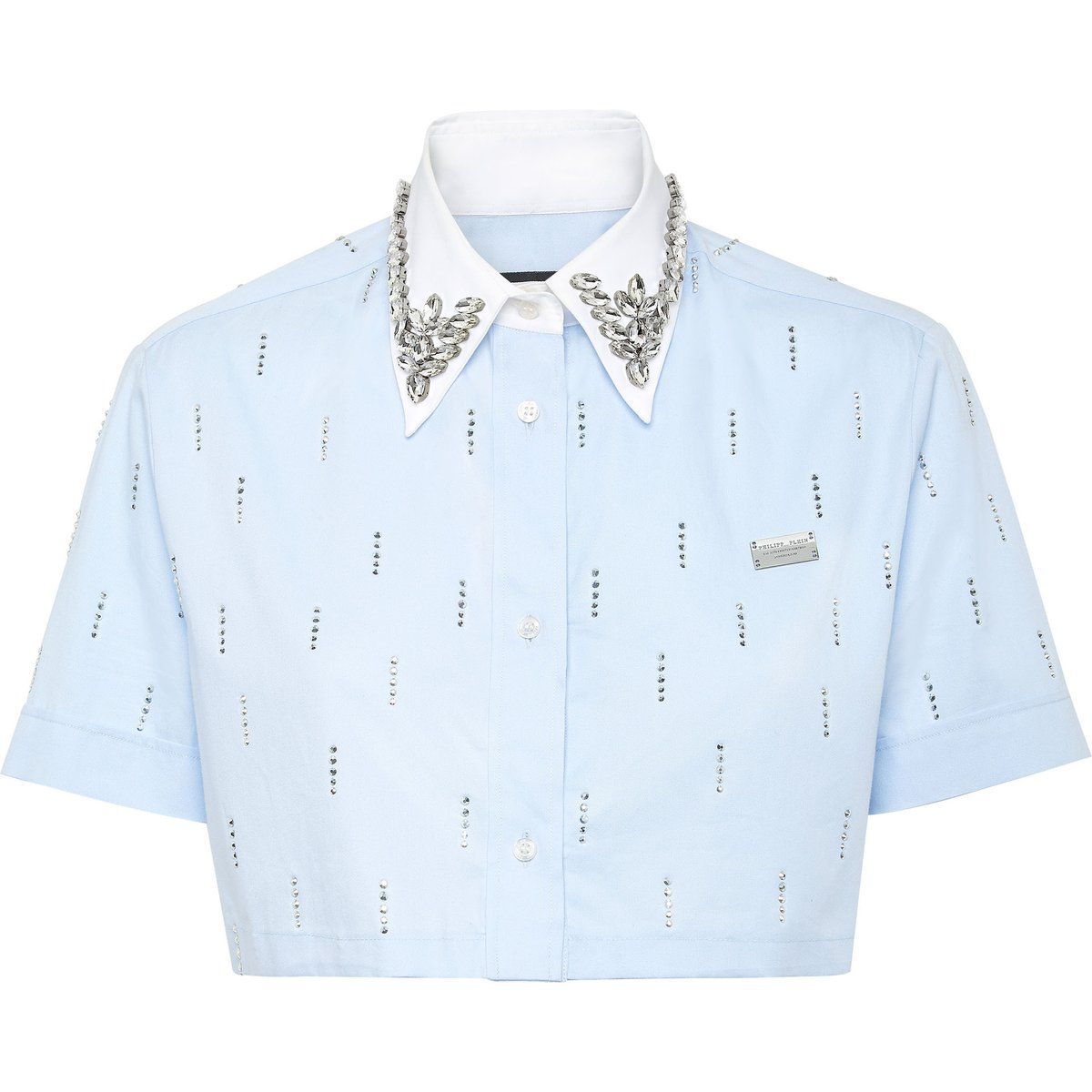 Verzierte Crop-Bluse aus Baumwollpopeline
