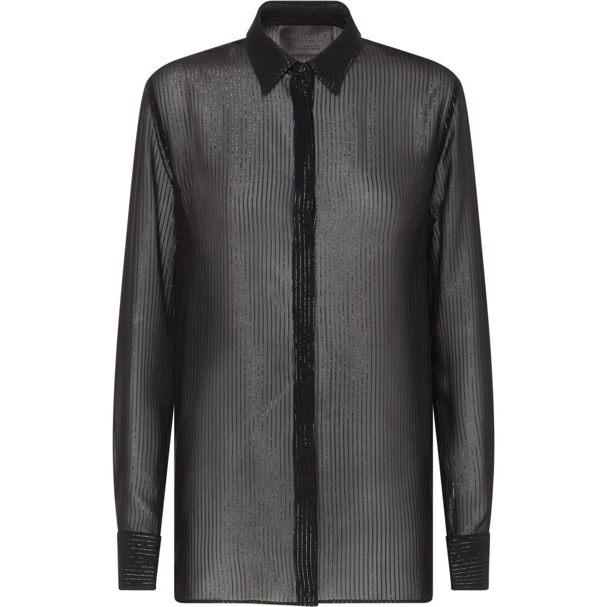 Transparente Seidenbluse mit Lurexstreifen
