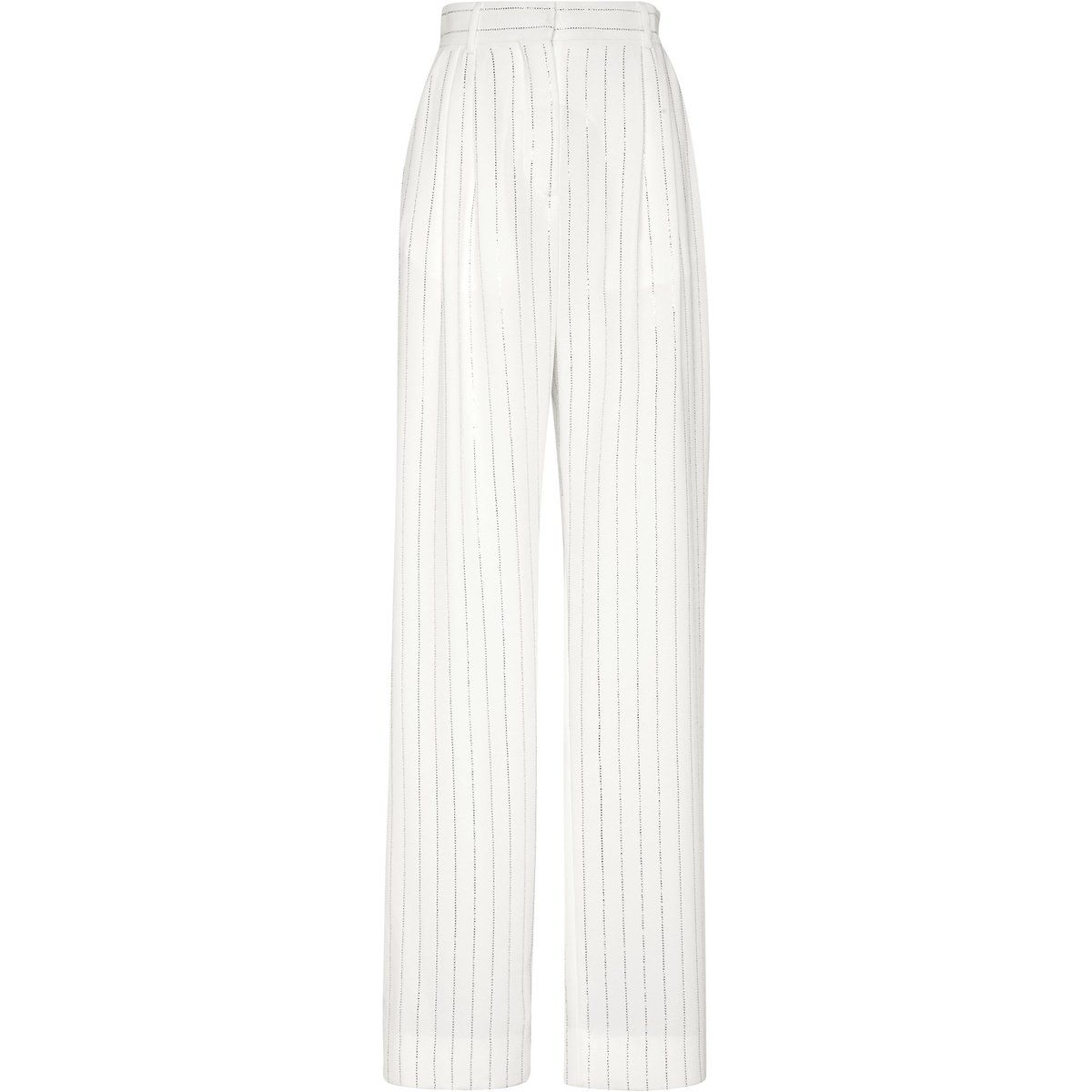 Hochgeschnittene Palazzo-Hose mit Strass-Nadelstreifen