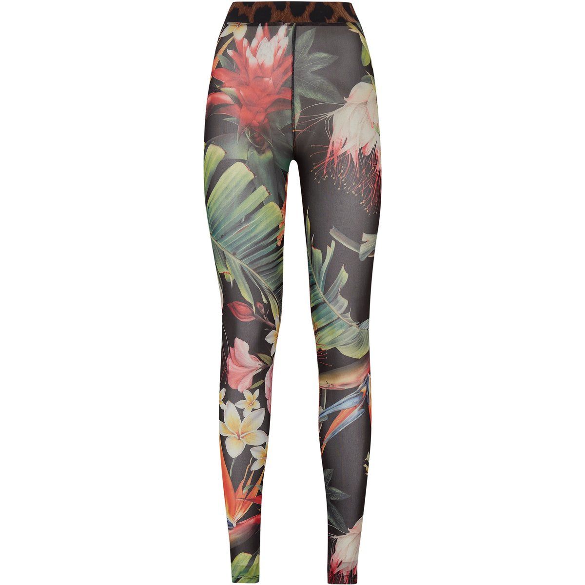 Tüll-Leggings mit tropischem Blumenmuster