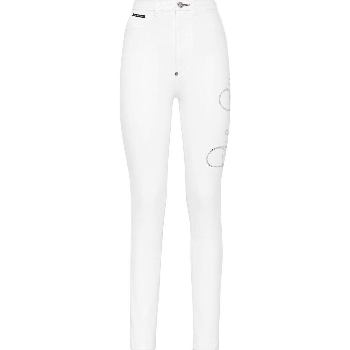 High-Waist Jeggings mit Strass-Signatur