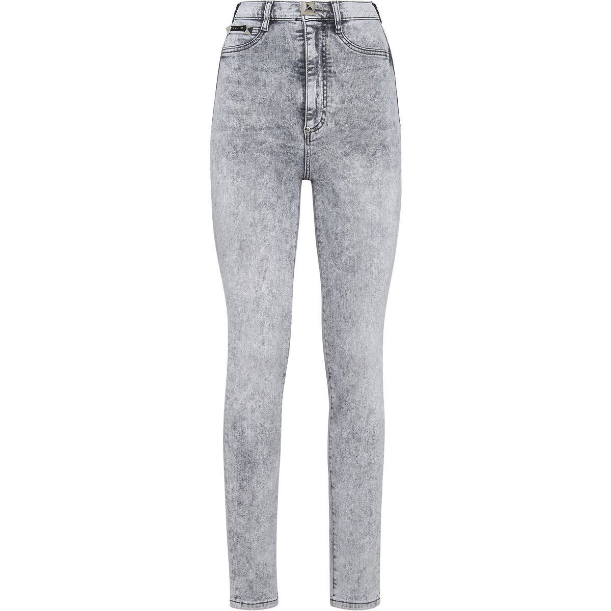Hochtaillierte Jeggings mit Nietenbesatz