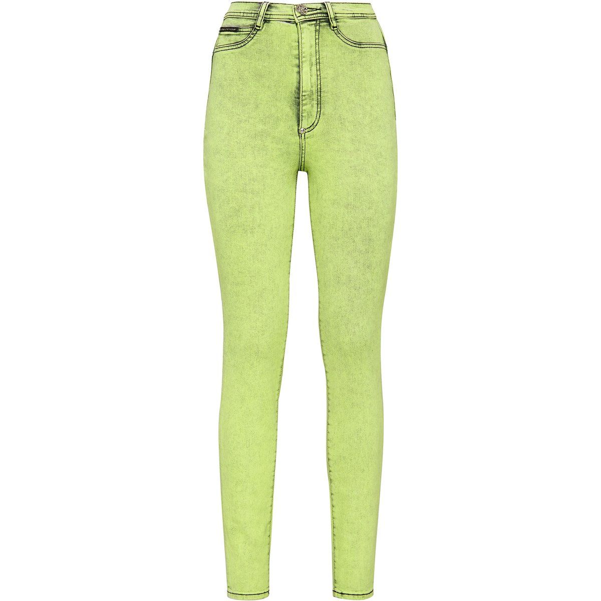 Hochtaillierte Stone-Washed Stretch-Jeggings