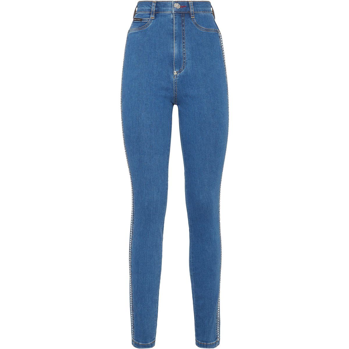 Hochtaillierte Jeggings mit Strassverzierung